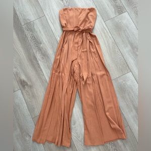 Burnt orange strapless jumpsuit. Size small
